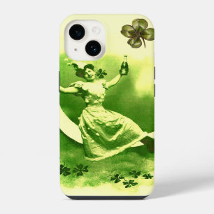 FUNDA PARA iPhone 14 DÍA DE SAN PATRICIO DAMA DE LA LUNA CON TREBOLES