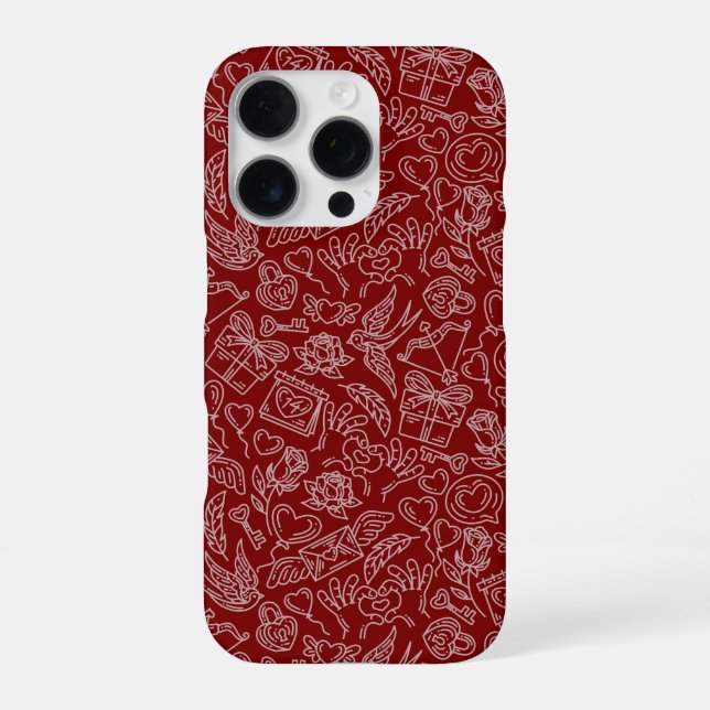 Funda Para iPhone Día de San Valentín Doodles (Reverso)
