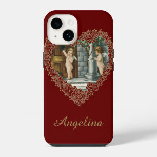 Funda Para iPhone 14 Día de San Valentín Victoriano, Ángeles Antiguos c