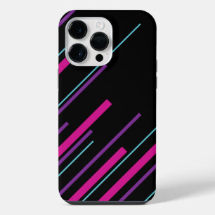 Funda Para iPhone 14 Pro Max Diagonales - Rosa, Morado, Azul y Negro