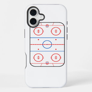 Funda Para iPhone 16 Plus Diagrama de pista de hielo Juego de hockey Gráfico