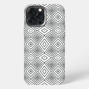 Funda Para iPhone 13 Pro Max Diamantes tribales negros de tela de barro Patrón 