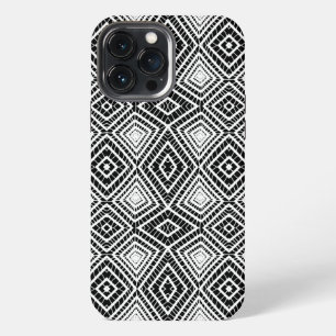 Funda Para iPhone 13 Pro Max Diamantes Tribales Negros Tela de Barro Patrón Afr