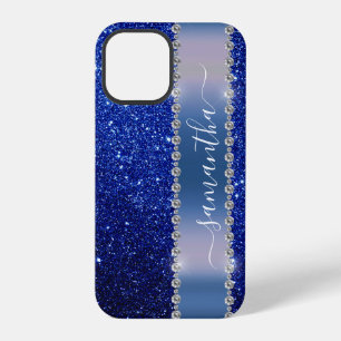 Funda Para iPhone 12 Pro Diamond Bling Purpurina caligrafía nombre marina a