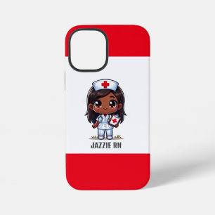 Funda Para iPhone 12 Mini Dibujo Anime Enfermera Morena Pelo Ojos Marrón Per