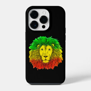 Funda Para iPhone 14 Pro Dibujo de cabeza de león Rasta rojo amarillo verde