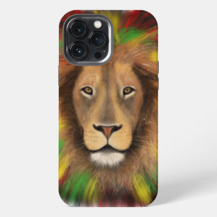 Funda Para iPhone 13 Pro Max Dibujo de cabeza de león Rasta rojo amarillo verde