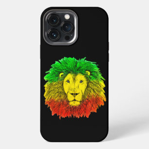 Funda Para iPhone 13 Pro Max Dibujo de cabeza de león Rasta rojo amarillo verde
