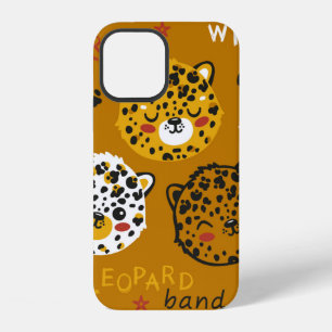 Funda Para iPhone 12 Dibujo de cara de gato leopardo lindo. Pequeño gue
