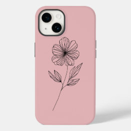 Funda Para iPhone 14 Dibujo de flores minimalista