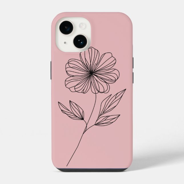 Funda Para iPhone Dibujo de flores minimalista (Reverso )