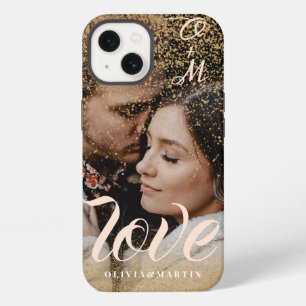 Dibujo de pareja con brillo dorado personalizado