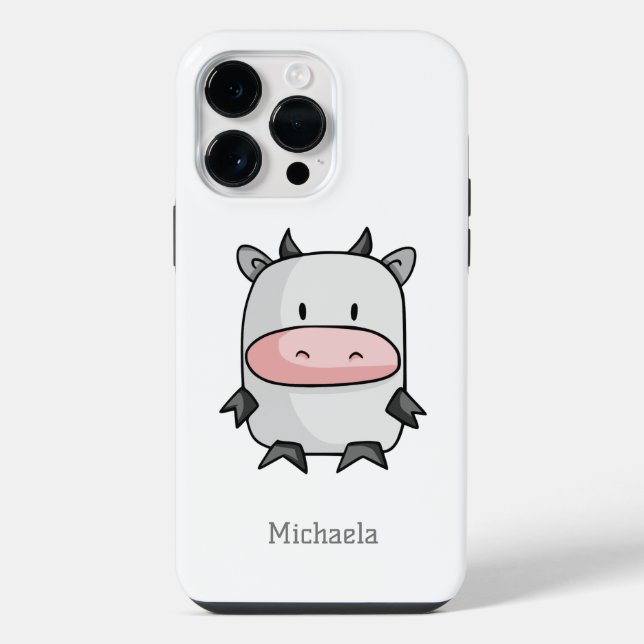 Funda Para iPhone Dibujo de vaca adorable (Reverso )