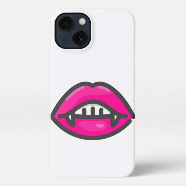 Funda Para iPhone dientes de vampiros de halloween sexy rosa (Reverso )