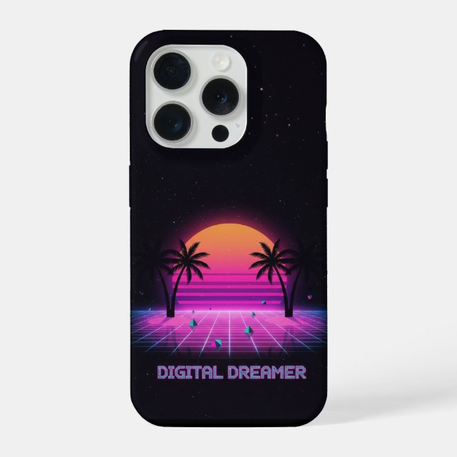 Funda Para iPhone Digital Dreamer Neon Grid iPhone Case (Reverso )