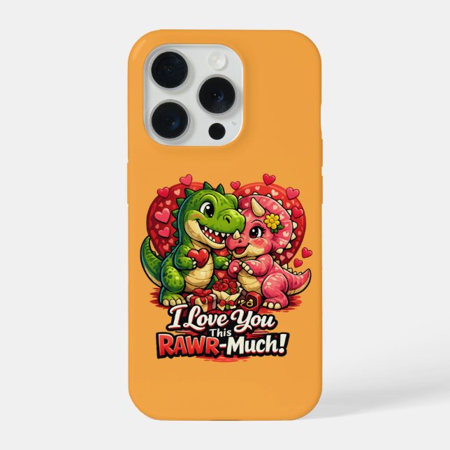 Funda Para iPhone Dino Hearts Rawr Much Valentine,Couple Anniversary (Reverso )