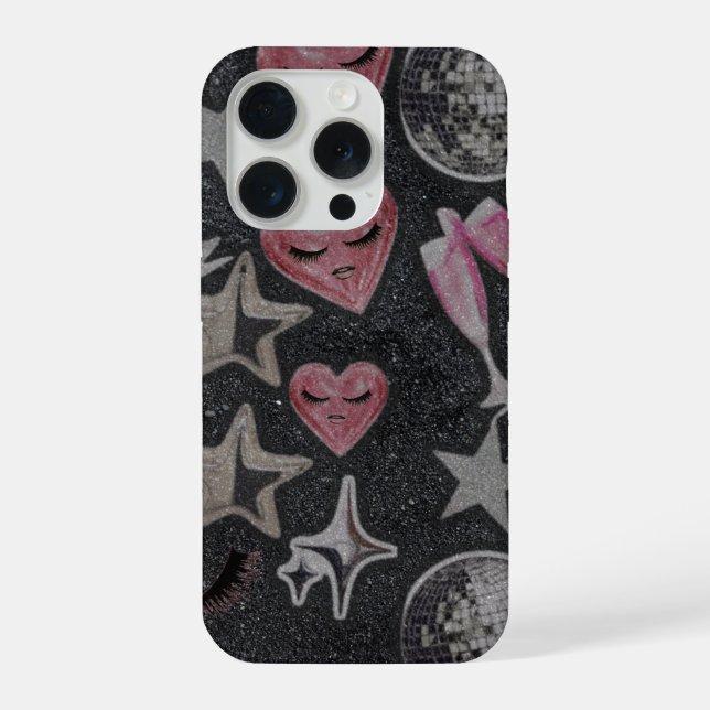 Funda Para iPhone Disco Hearts Phone Case – Chic Glam Style (Reverso )