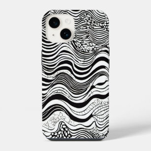 Funda Para iPhone 14 Diseño abstracto en blanco y negro