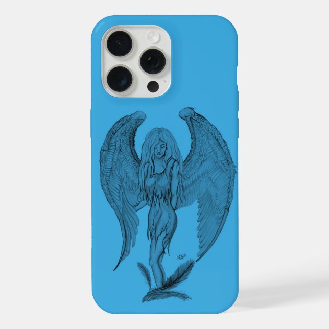 Funda Para iPhone Diseño Ángel negro y azul (Reverso )