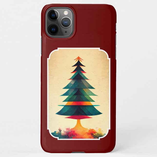 Funda Para iPhone Diseño artístico geométrico de árbol navideño aleg (Reverso)
