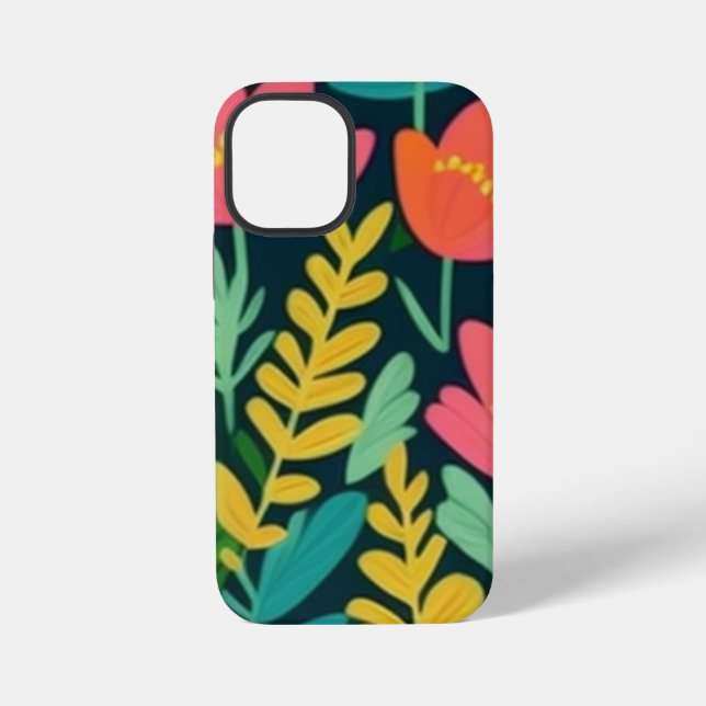 Funda Para iPhone Diseño colorido de flores y hojas  (Reverso )
