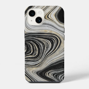 Funda Para iPhone 14 Diseño de Agate en Negro y Oro