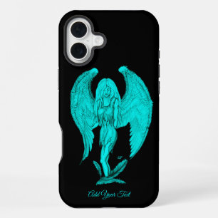 Funda Para iPhone 16 Plus diseño de Ángel, Negro y Verde