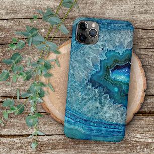 Funda Para iPhone 16 Pro Max Diseño de arte abstracto de geoda azul de ágata cr