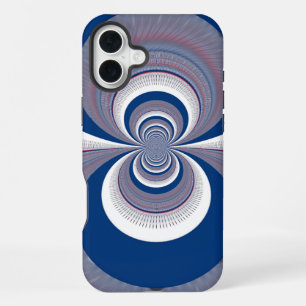 Funda Para iPhone 16 Plus Diseño de arte de caleidoscopio azul medio