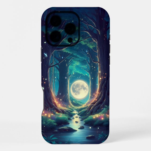Funda Para iPhone Diseño de Bosque Tranquilo y Luna (Reverso )