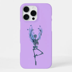 Funda Para iPhone 16 Pro Max Diseño de esqueleto bailarín de ballet con llamas 