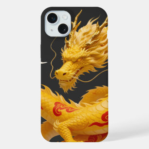 Diseño de fantasía artística del dragón rojo dorad