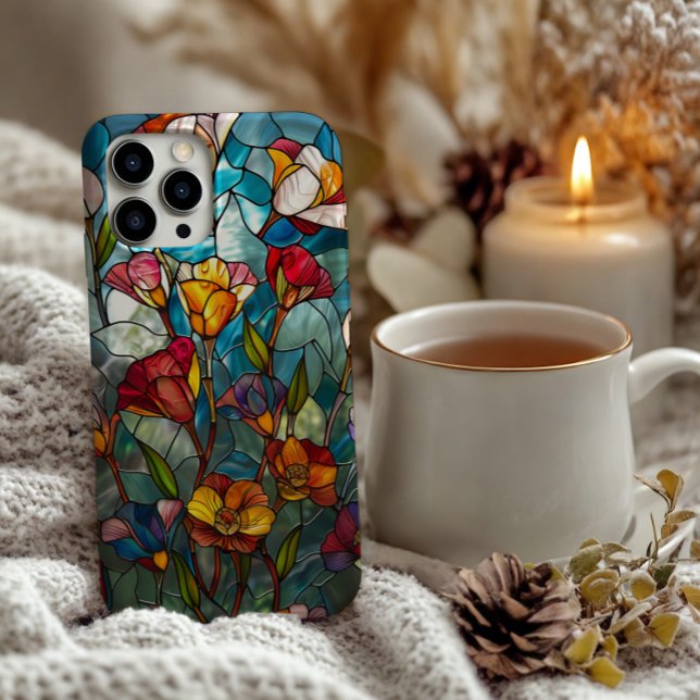 Funda Para iPhone Diseño de flores de vidrio manchado (Subido por el creador)