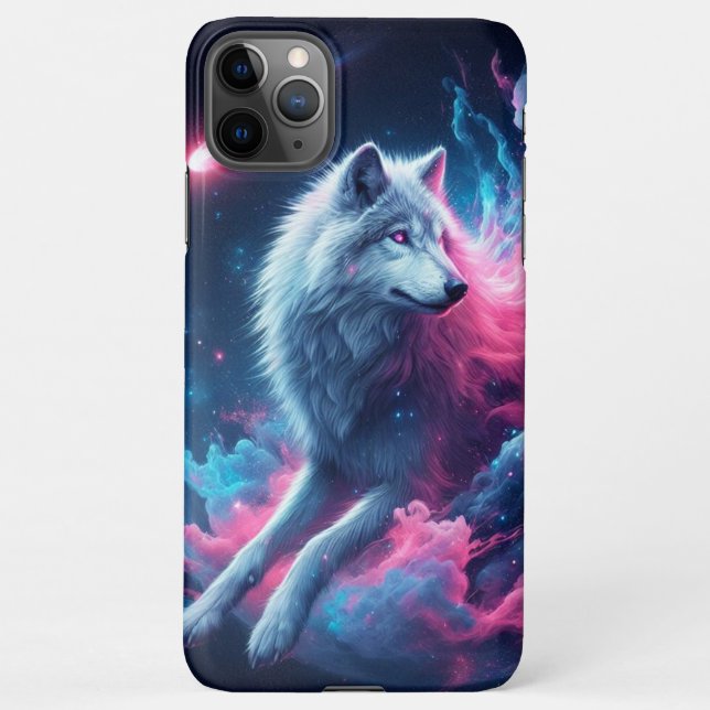 Funda Para iPhone diseño de galaxia de lobo solitario (Reverso)