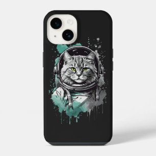 Funda Para iPhone 14 Diseño de Gato Astronauta Verde Negro