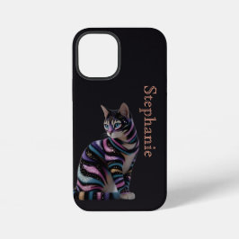 Funda Para iPhone 12 Mini Diseño de gato lindo y nombre personalizado