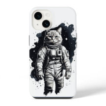Diseño de gato para astronautas de tinta negra