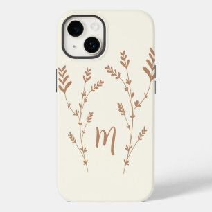 Funda Para iPhone 14 Diseño de hojas chic personalizado con monograma m