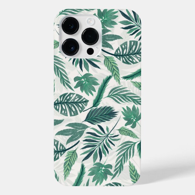 Funda Para iPhone Diseño de hojas tropicales Verde azuladas verdes m (Reverso)