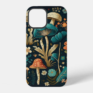 Funda Para iPhone 12 Diseño de hongos y Ilustraciones de flores retro