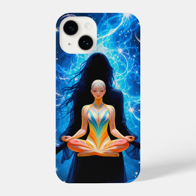 Funda Para iPhone Diseño de la mujer meditativa centrada en la energ (Reverso )