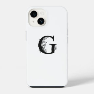 FUNDA PARA iPhone 14 DISEÑO DE LETRA G MONOGRAMA BLANCA ELEGANTE SIMPLE