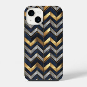 Funda Para iPhone 14 "Diseño de lujo Art Deco: oro, plata y azul