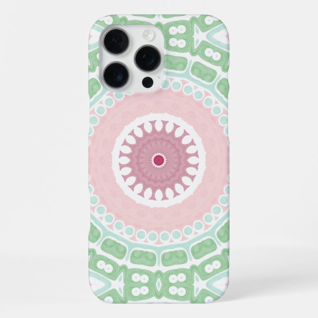 Funda Para iPhone Diseño de Mandala de Rosa Menta Elegante (Reverso )