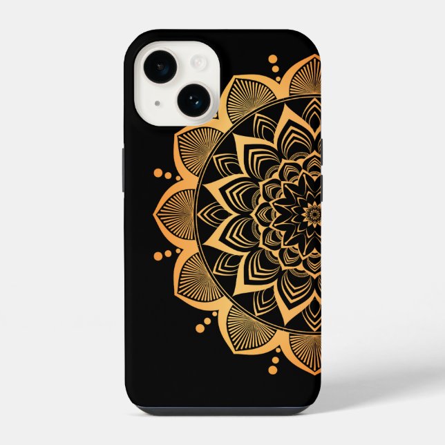 Funda Para iPhone Diseño de Mandala Dorado (Reverso )