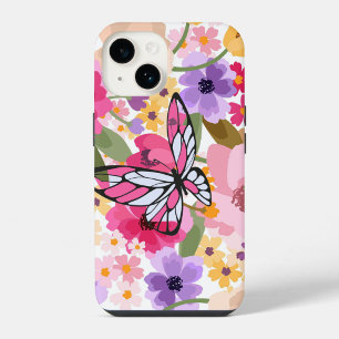 Funda Para iPhone 14 Diseño de mariposa de floración primaveral