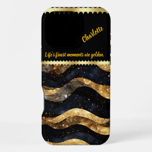Funda Para iPhone 16 Pro Max Diseño de mármol elegante con tonos dorados