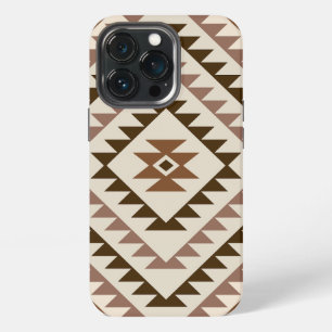Funda Para iPhone 13 Pro Diseño de Motivo de Diamante Azteca Marrones+Crema