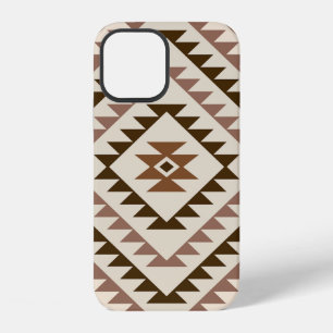 Funda Para iPhone 12 Diseño de Motivo de Diamante Azteca Marrones+Crema