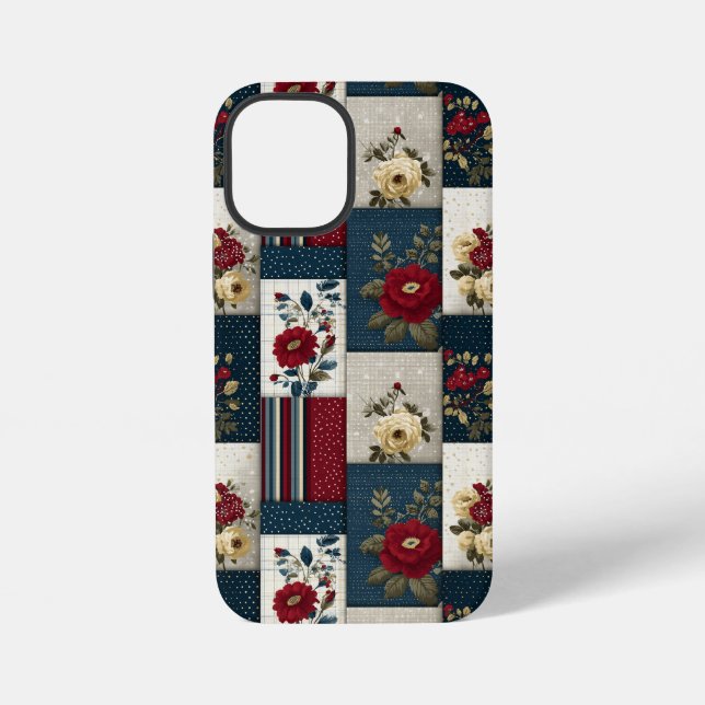 Funda Para iPhone Diseño de parches rústicos florales y geométricos (Reverso )